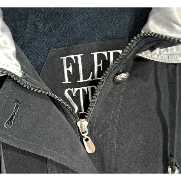 Vintage Fleet Street Black Long Coat Drawstring Waist 80s 90s Retro Womens XL - Picture 4 of 12